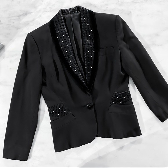 Black Velvet and Rhinestone Blazer - Picture 5 of 16